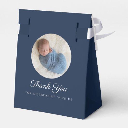 ネイビーエレガントブルークロスフォトボーイ洗礼 フェイバーボックス