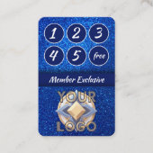 ネイビーエレガントブルーグリッター美しいブライダルブティック ロイヤリティカード (正面)