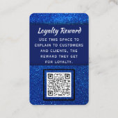 ネイビーエレガントブルーグリッター美しいブライダルブティック ロイヤリティカード (裏面)