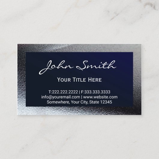 ネイビーエレガントブルーグレーメタリックプロフェッショナル 名刺 (裏面)