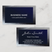 ネイビーエレガントブルーグレーメタリックプロフェッショナル 名刺 (正面/裏面)