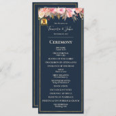 ネイビーエレガントブルーコーラルライツ結婚式 プログラム (正面/裏面)