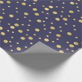 ネイビーエレガントブルーゴールデンシックドットラッピング紙 ラッピングペーパー (角)