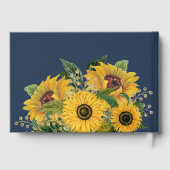 ネイビーエレガントブルーサンフラワー結婚ズ金ゴールド ゲストブック (裏面)