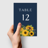 ネイビーエレガントブルーサンフラワー結婚ズ テーブルナンバー