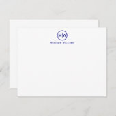 ネイビーエレガントブルーサークル2モノグラムイニシャル ノートカード (正面/裏面)