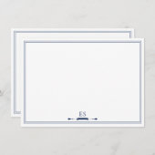 ネイビーエレガントブルーシックイニシャルモノグラム ノートカード (正面/裏面)