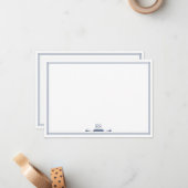 ネイビーエレガントブルーシックイニシャルモノグラム ノートカード (正面/裏面インサイチュ)