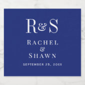 ネイビーエレガントブルーシックモダンモノグラム結婚ズ スパークリングワインラベル (シングルラベル)