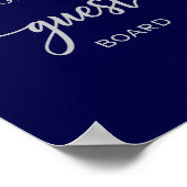 ネイビーエレガントブルーシルバーズ結婚ゲストボードサイン ポスター (角)