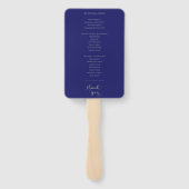 ネイビーエレガントブルーシルバー書道結婚ズ ハンドファン (裏面)