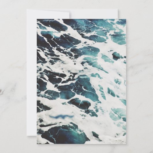 ネイビーエレガントブルーシーウェーブコースト結婚ーズ 招待状 (裏面)