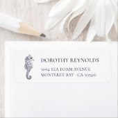 ネイビーエレガントブルーシーホース |差出人住所 ラベル (インサイチュ)