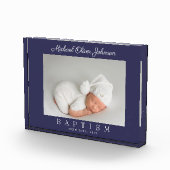 ネイビーエレガントブルースクリプトバプテスマ写真ブロック フォトブロック (右)