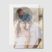 ネイビーエレガントブルースクリプトボーイ写真バプテスマ ベラム紙招待状 (オフセット (カップル))