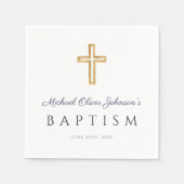 ネイビーエレガントブルースクリプト宗教交配少年 スタンダードカクテルナプキン (正面)