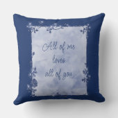 ネイビーエレガントブルースパークルフレームバレンタイン クッション (裏面)