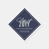 ネイビーエレガントブルータイポグラフィ卒業 スタンダードカクテルナプキン (角)