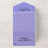 ネイビーエレガントブルーダマスククラッシー装飾結婚ズ オールインワン招待状 (外側)