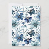 ネイビーエレガントブルーティール(緑がかった色)フローラブライダルシャワー 招待状 (裏面)