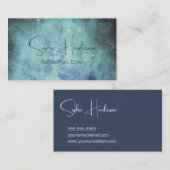 ネイビーエレガントブルーティール（緑がかった色）銀河系作家ライター 名刺 (正面/裏面)