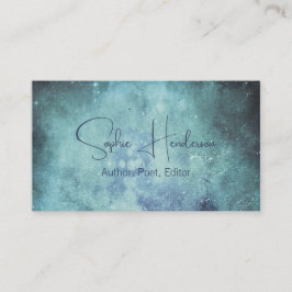 ネイビーエレガントブルーティール（緑がかった色）銀河系作家ライター 名刺