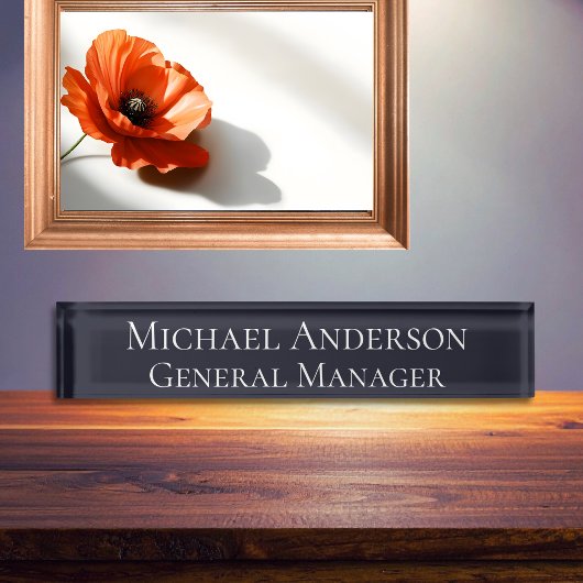 ネイビーエレガントブルーネームプレート デスクネームプレート