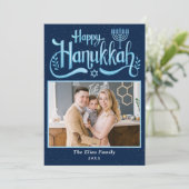 ネイビーエレガントブルーハッピーハヌッカ写真 シーズンカード (スタンド正面)