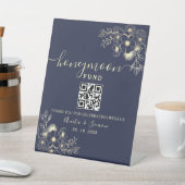 ネイビーエレガントブルーハネムーンファンドQRサイン 台座サイン (インサイチュ)