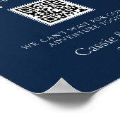 ネイビーエレガントブルーハネムーン基金結婚のサイン ポスター (角)