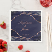 ネイビーエレガントブルーバラゴールドフォイルアゲート結婚ズ (インサイチュ)