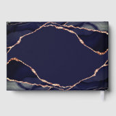 ネイビーエレガントブルーバラゴールドフォイルアゲート結婚ズ ゲストブック (裏面)