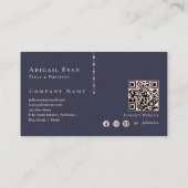 ネイビーエレガントブルーバラ金ゴールドグリッターモノグラム 名刺 (裏面)