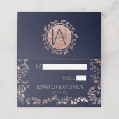 ネイビーエレガントブルーバラ金ゴールドフローラ座席表 プレイスカード (外部開封)