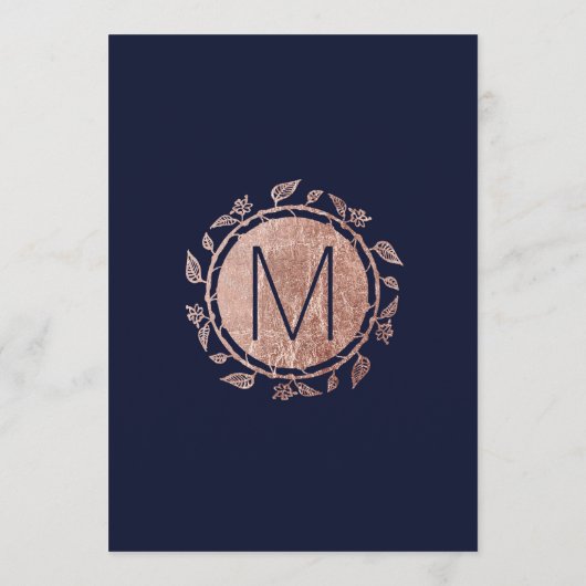 ネイビーエレガントブルーバラ金ゴールドフローラ結婚式 プログラム (裏面)