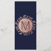 ネイビーエレガントブルーバラ金ゴールドフローラ結婚式 プログラム (裏面)