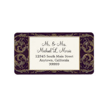 ネイビーエレガントブルーバロック結婚ズ差出人住所