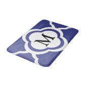 ネイビーエレガントブルーパターンモノグラム バスマット (アングル)