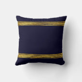 ネイビーエレガントブルーパターン、水平金ゴールド線 クッション (裏面)