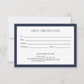 ネイビーエレガントブルービジネスギフト証明書のロゴ (正面)