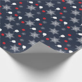 ネイビーエレガントブルー💙ピックボールのクリスマス ラッピングペーパー (角)