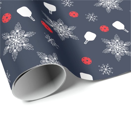 ネイビーエレガントブルー💙ピックボールのクリスマス ラッピングペーパー (ロールコーナー)