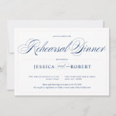 ネイビーエレガントブルーピンクリハーサルディナー 招待状 (正面)