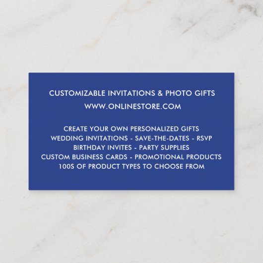 ネイビーエレガントブルーフェイクグリッタードライブオンラインストア 名刺 (裏面)