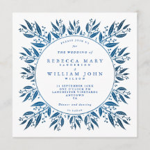 ネイビーエレガントブルーフェイクフォイル結婚グリーン