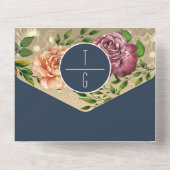 ネイビーエレガントブルーフォト結婚式招待状 オールインワン招待状 (裏面)