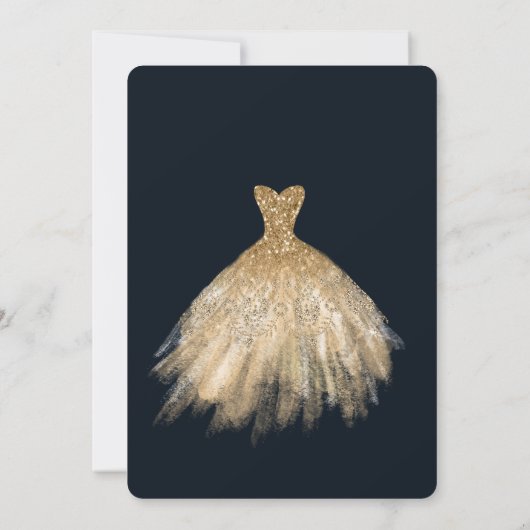 ネイビーエレガントブルーフラワーズブライダルシャワー 招待状 (裏面)