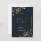 ネイビーエレガントブルーフラワーリハーサルディナー 招待状 (正面)