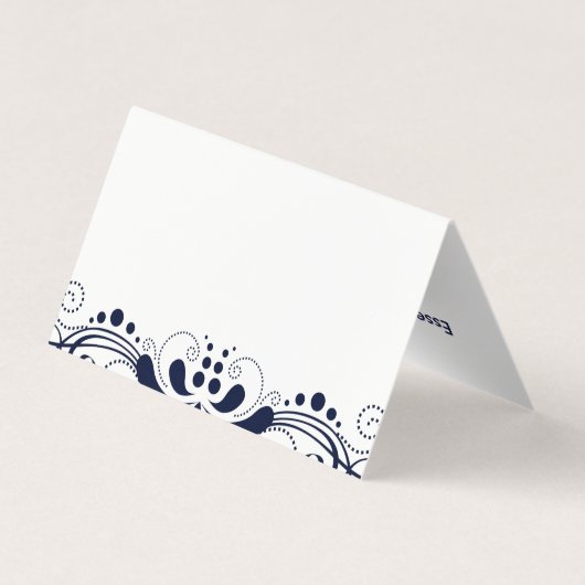 ネイビーエレガントブルーフローラスワールレース 名刺 (裏面)