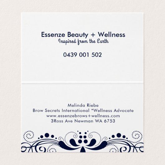 ネイビーエレガントブルーフローラスワールレース 名刺 (内部フラット)